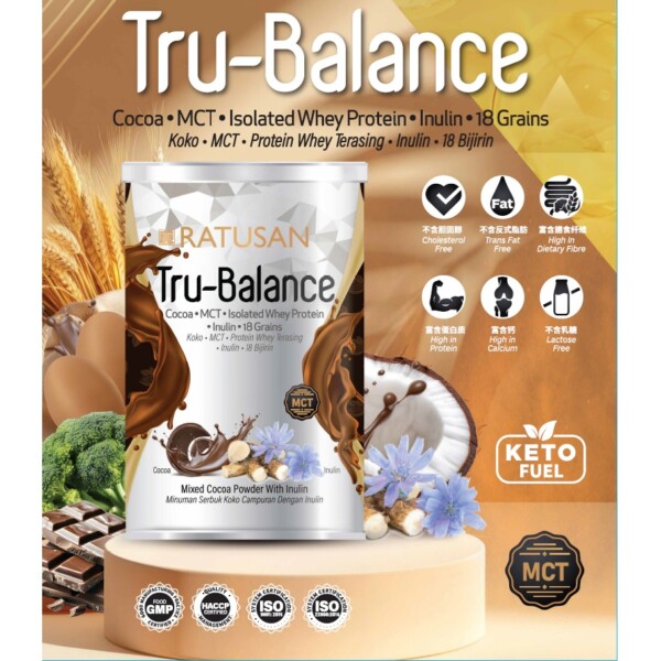 RATUSAN Tru-Balance 高蛋白質纖維可可代餐 450g